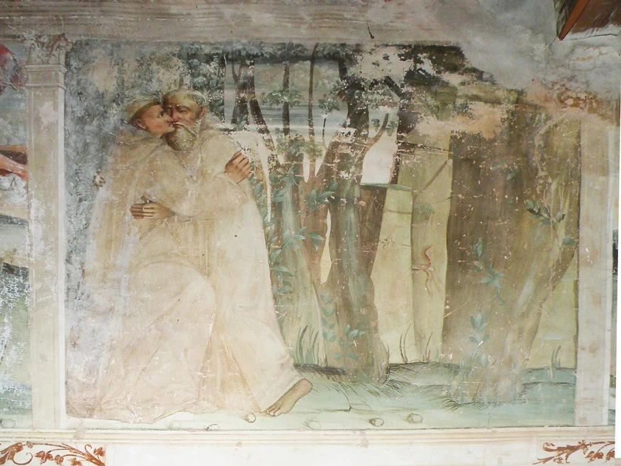Il Romanino-183-Sant'Onofrio di Bovezzo (Bs), Scena della serie sulla vocazione eremitica del Santo-1